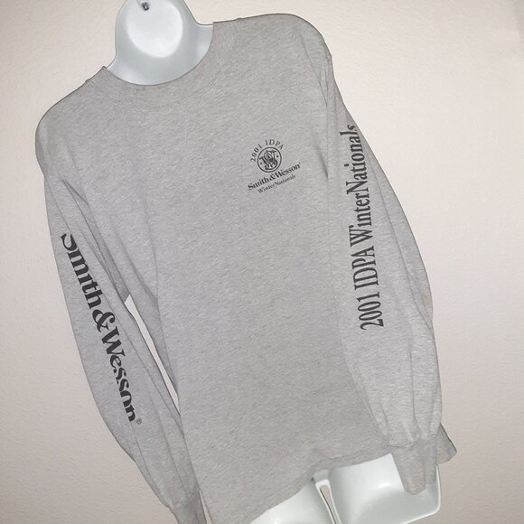 Smith & Wesson IDPA Long Sleeve Gray Tee Shirt * Med Large * Graphics on Sleeves - Picture 3 of 9
